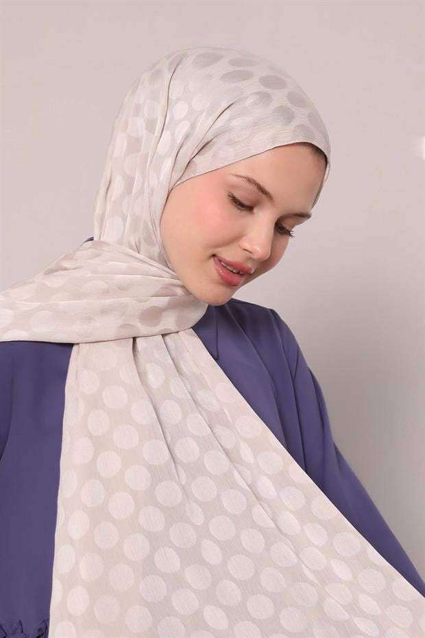 Açık Vizon Benek Desenli Jakar Capri Şal