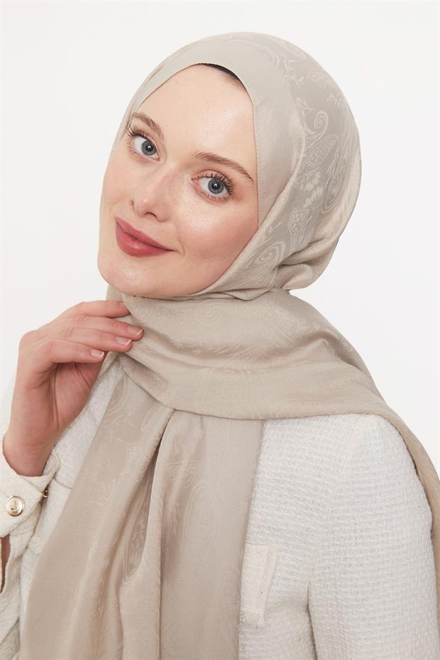 Açık Vizon Hint Desen Grazia Şal