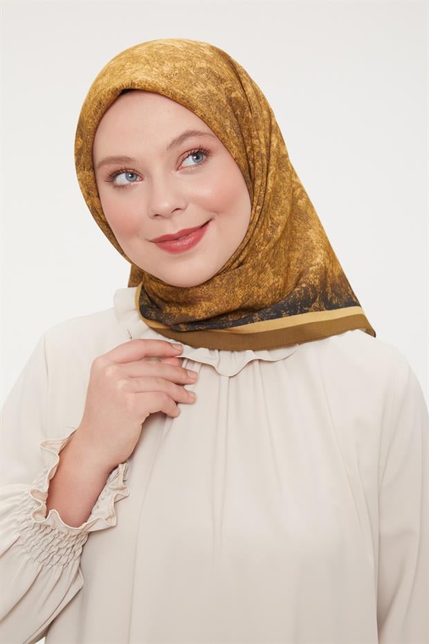 Açık Kahve Ebruli Aura Eşarp