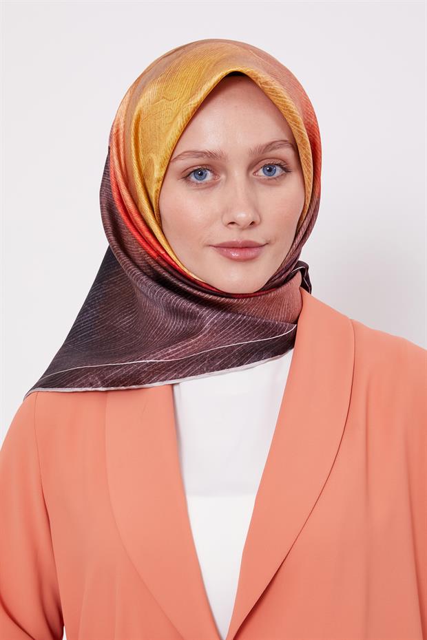 Açık Vizon Bohem Geçişli Twill İpek Eşarp