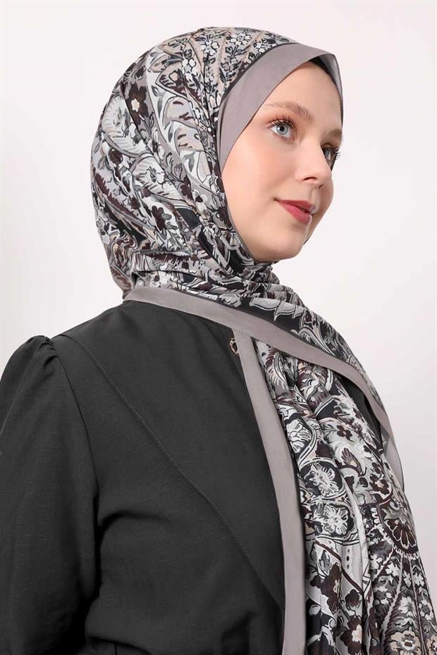 Açık Vizon Soyut Çiçek Desen Love Şal