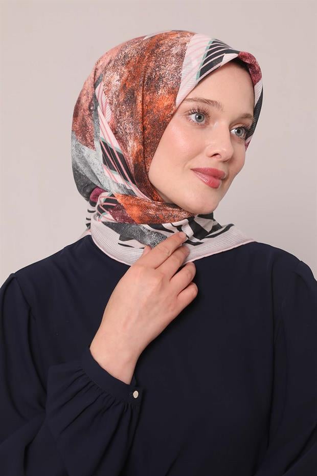 Açık Pudra Zebra Desen Pamuk Eşarp