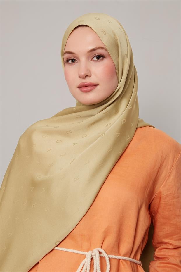 Açık Yeşil Mini LVD Baskılı Jakarlı Şal