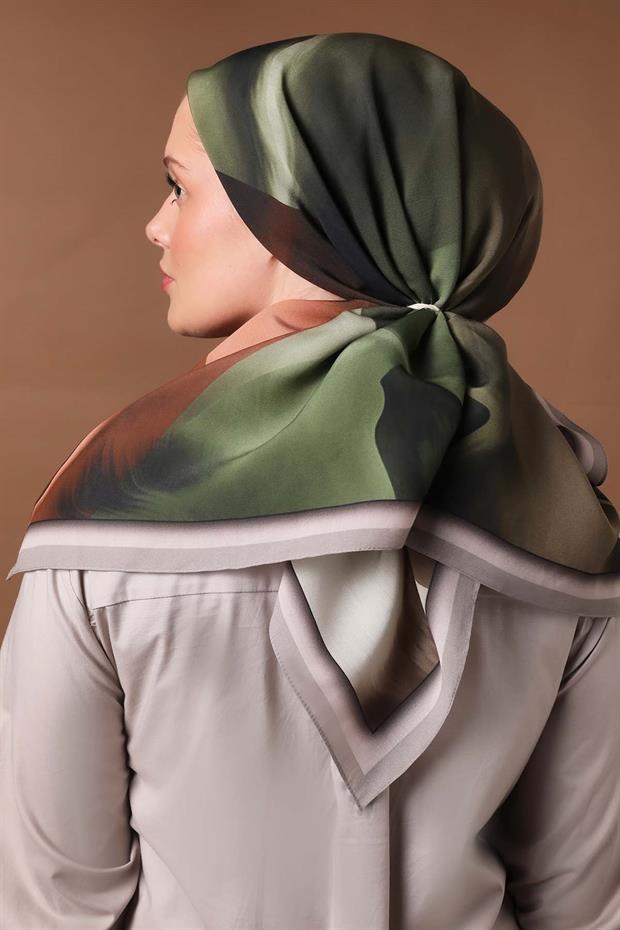 Açık Gri Parçalı Desen Aura Eşarp