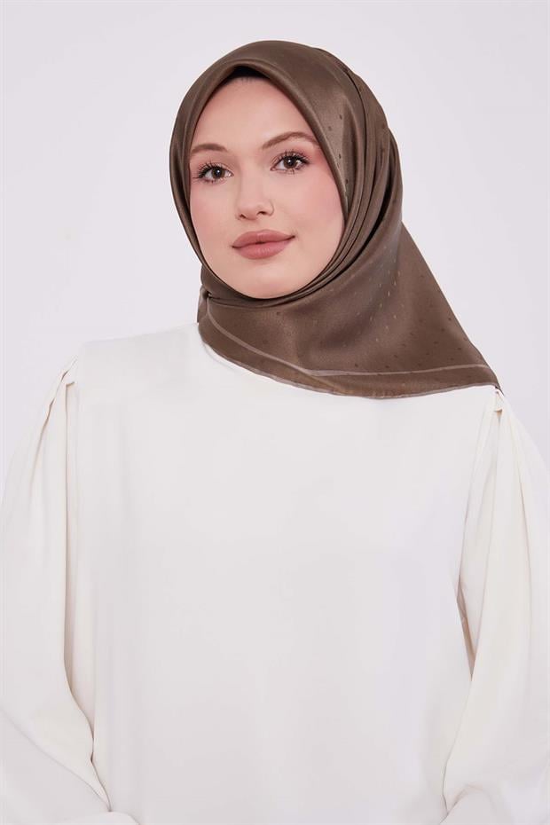 Açık Yeşil Benek Desen Monogram İpek Eşarp