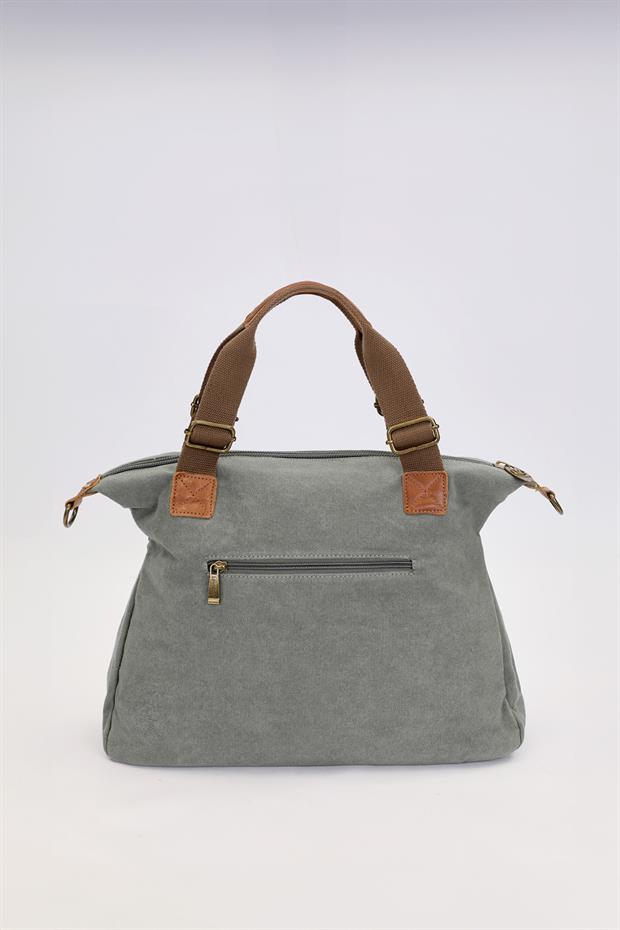 Açık Mavi Çift Fermuarlı Kumaş Askılı El Çantası