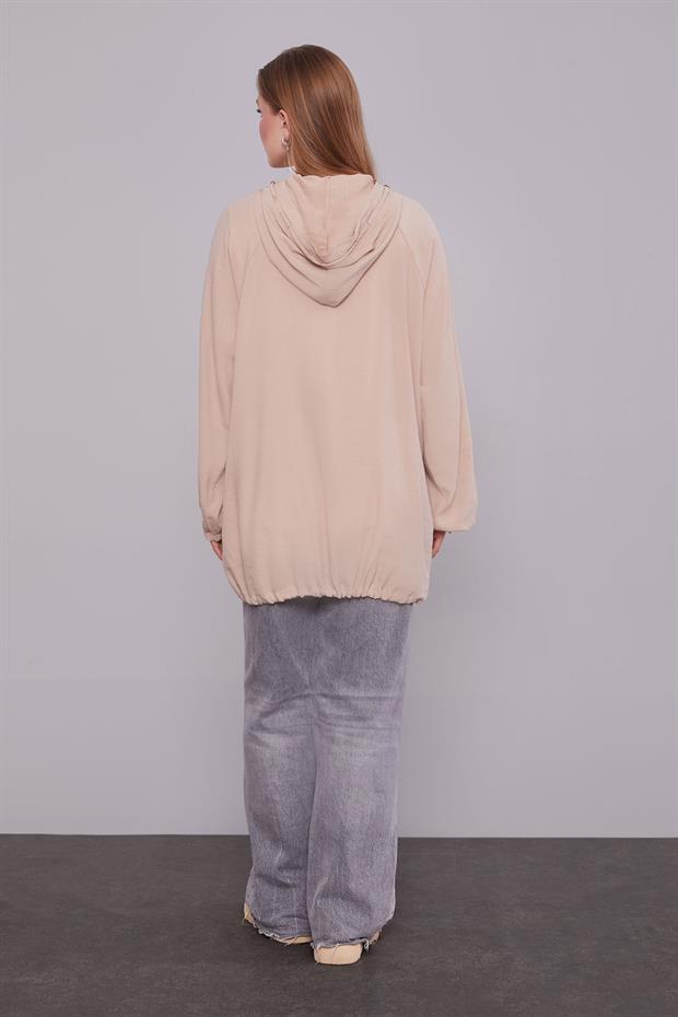 A.Bej Kapüşonlu Bürümcük Kap