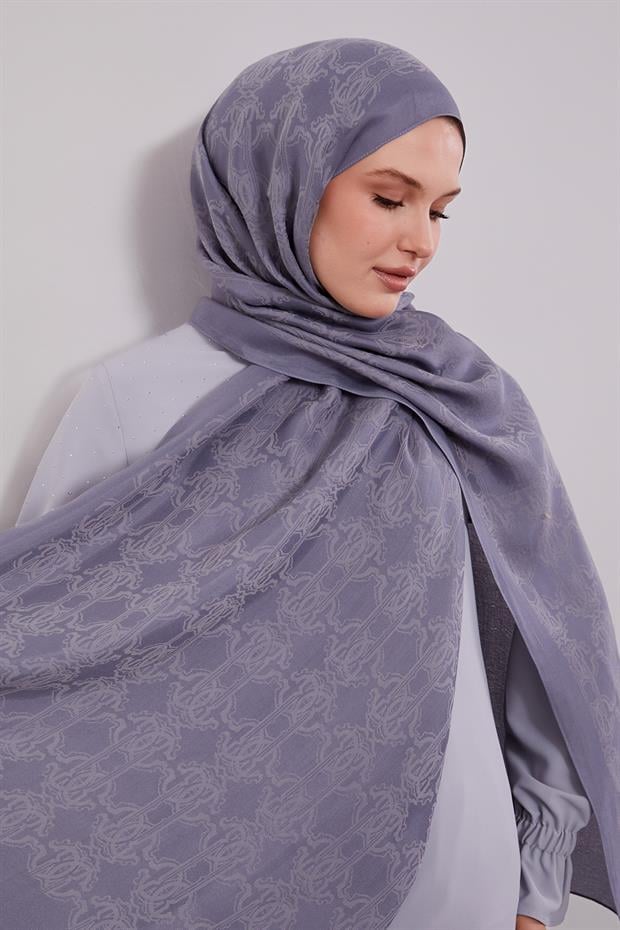 Açık Mavi Tuğra Desen Grazia Şal