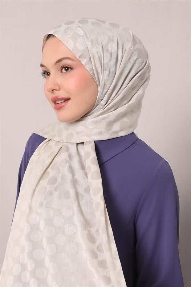 Açık Bej Benek Desenli Jakar Capri Şal