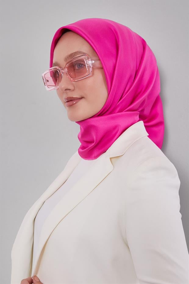 Açık Fuşya Düz Renk Trend Twill Eşarp
