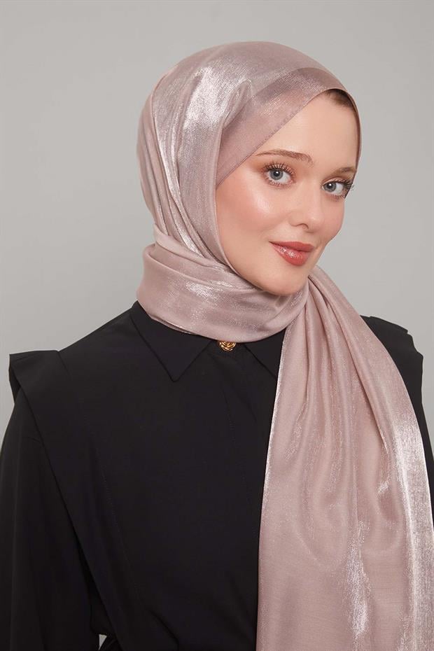 Açık Menekşe Şerit Desen Kehribar Şal