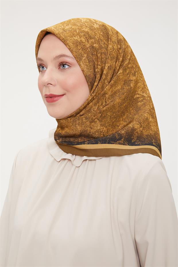 Açık Kahve Ebruli Aura Eşarp