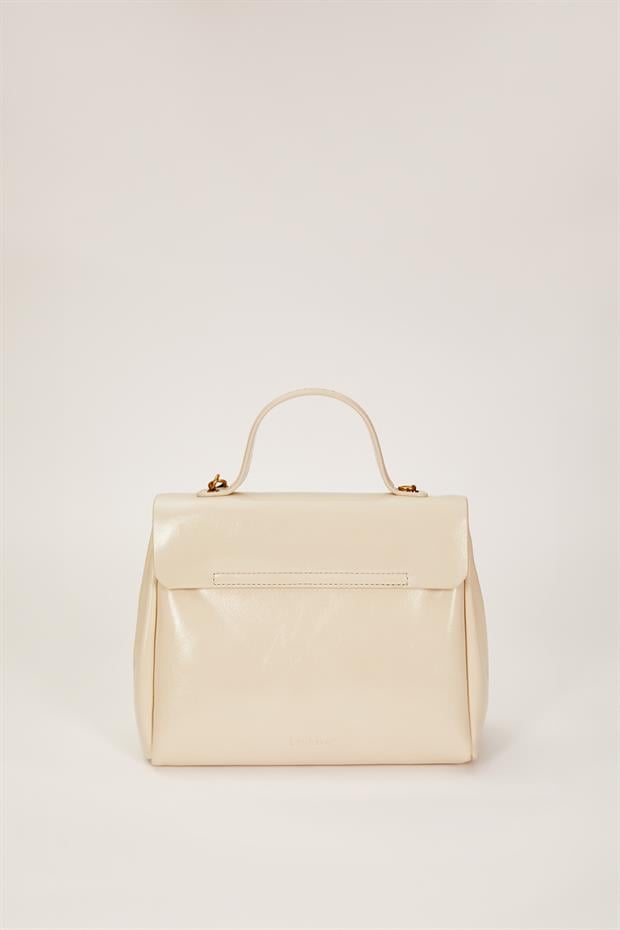 Açık Gri Zincirli Kalp Aksesuarlı El Çantası