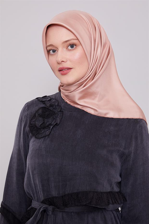 Açık Pembe Düz Renk Trend Twill Eşarp