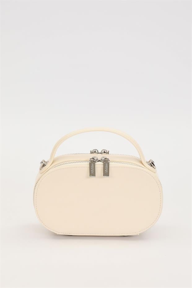 Açık Sarı Çift Fermuarlı El Çantası