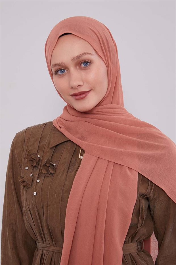 Açık Somon Frozen Krep Şal