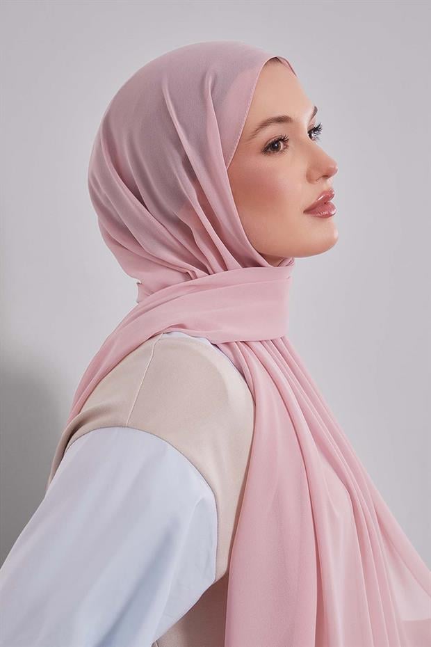 Açık Pembe Lux Şifon Şal