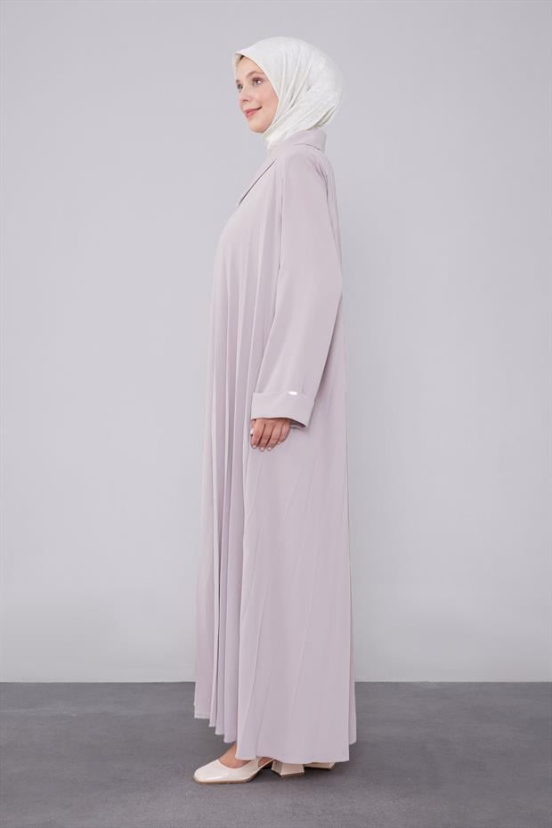 Açık Vizon Yaka Detaylı Ferace