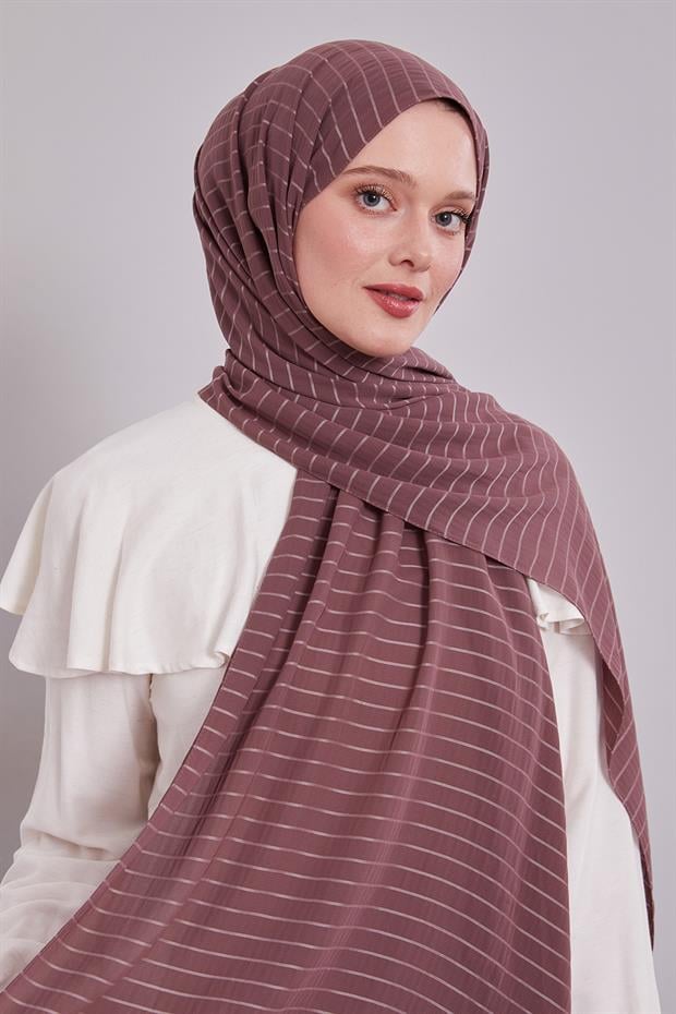 Açık Mor Çizgili Cazz Şal