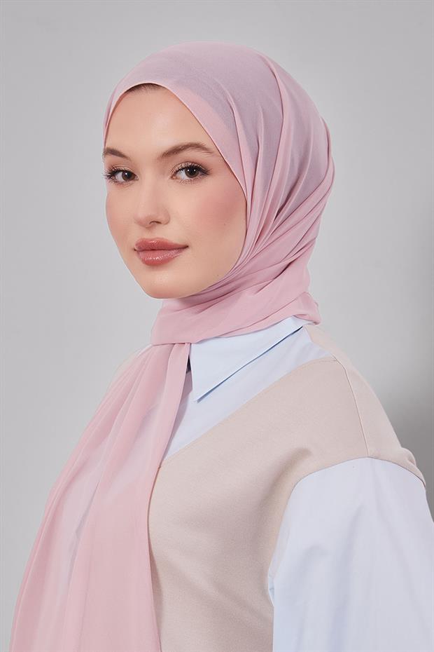 Açık Pembe Lux Şifon Şal