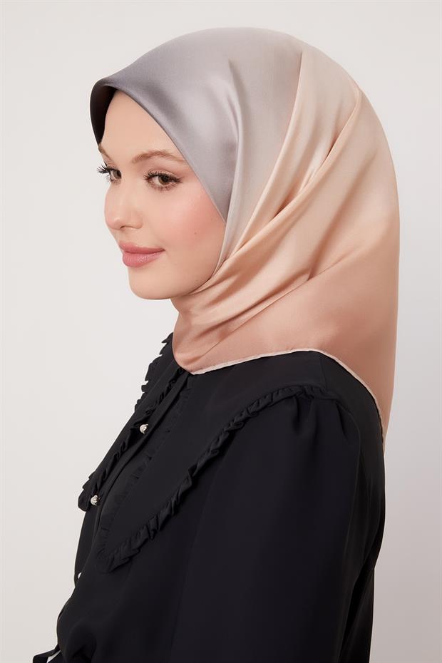 A.Pembe Geçişli Twill İpek Eşarp