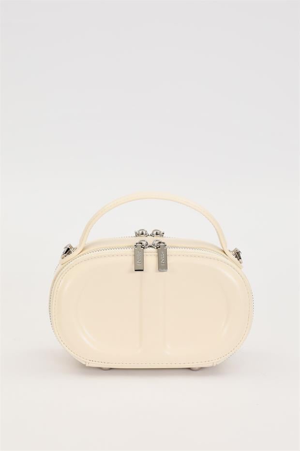 Açık Sarı Çift Fermuarlı El Çantası