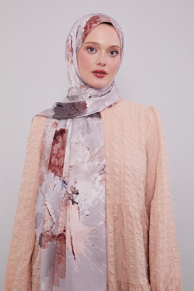 Açık Menekşe Batik Desen Twill Şal