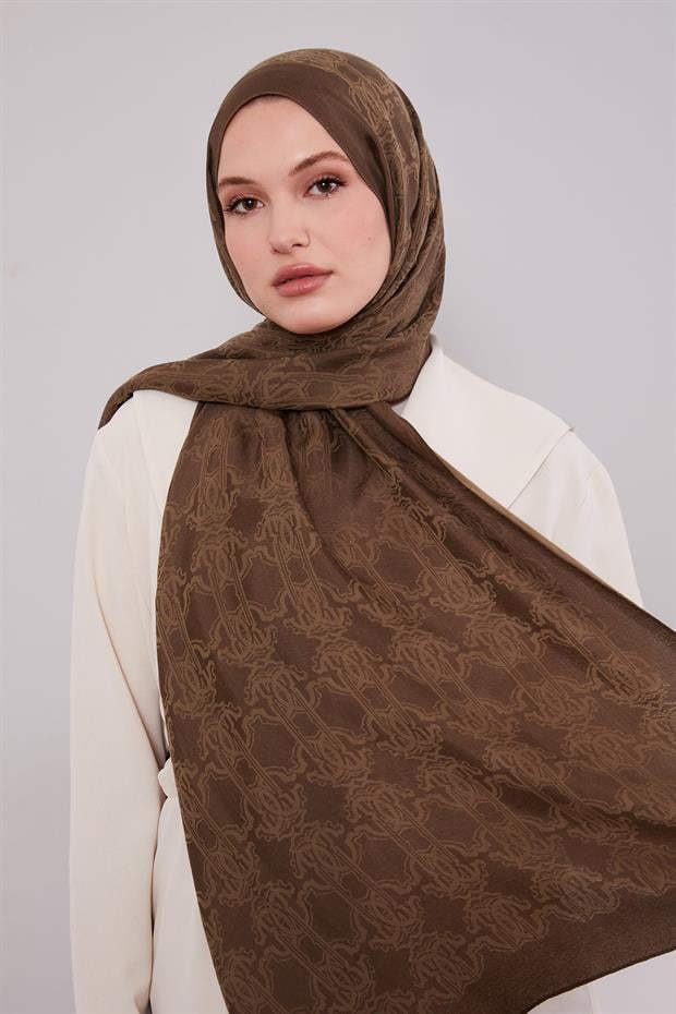 LevidorA.Kahve Tuğra Desen Grazia Şal