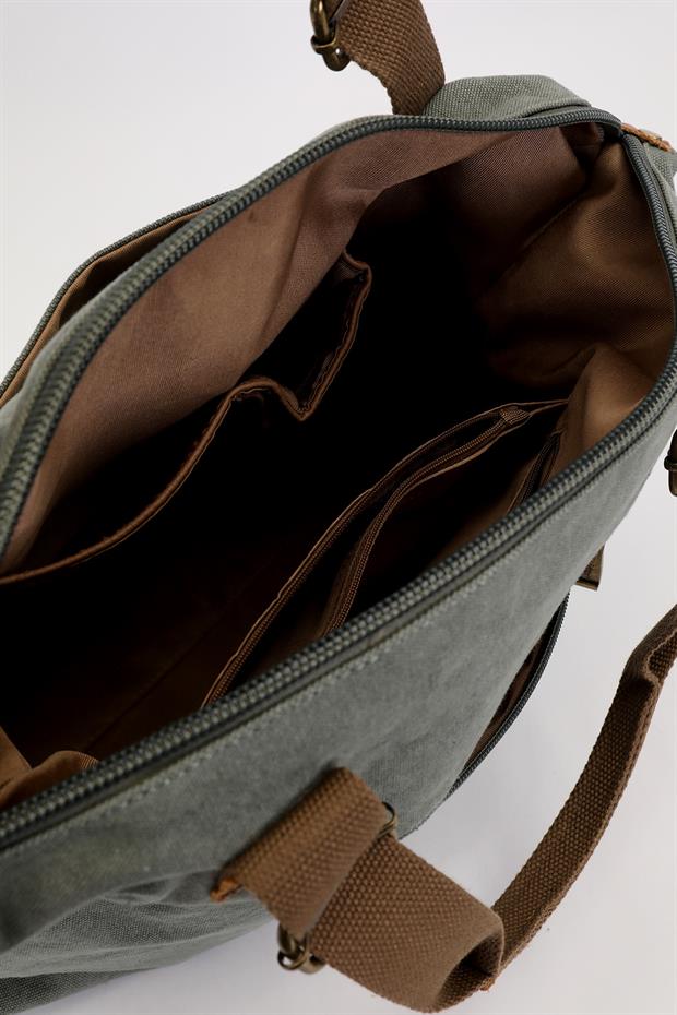 Açık Mavi Çift Fermuarlı Kumaş Askılı El Çantası