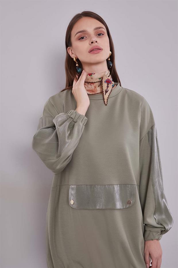 Açık Yeşil Parıltılı Şerit Detay İkili Takım