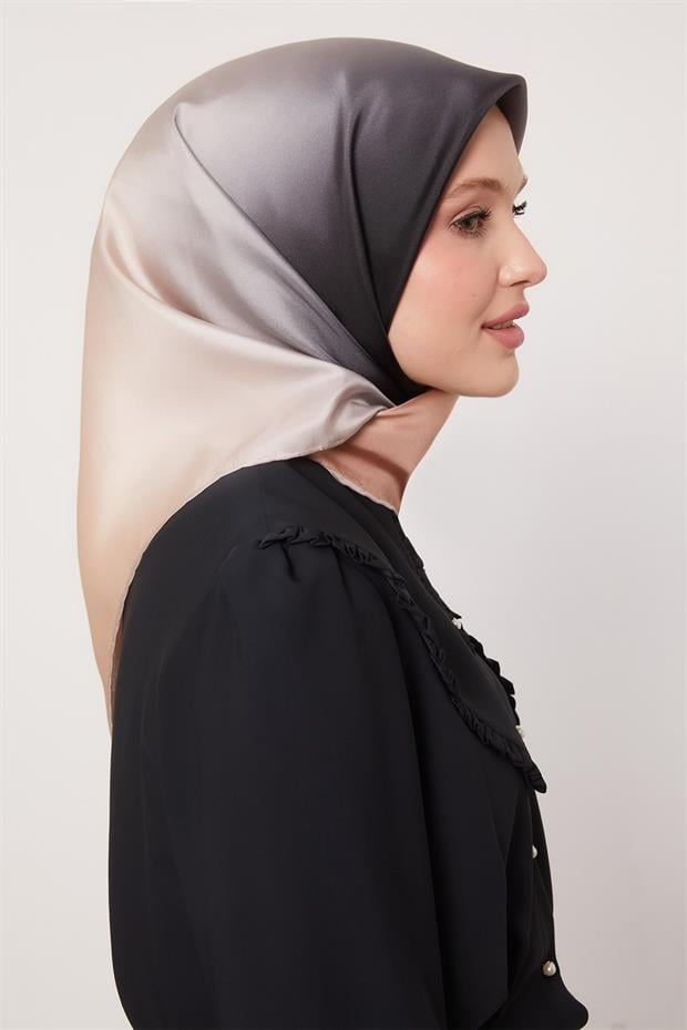 A.Pembe Geçişli Twill İpek Eşarp