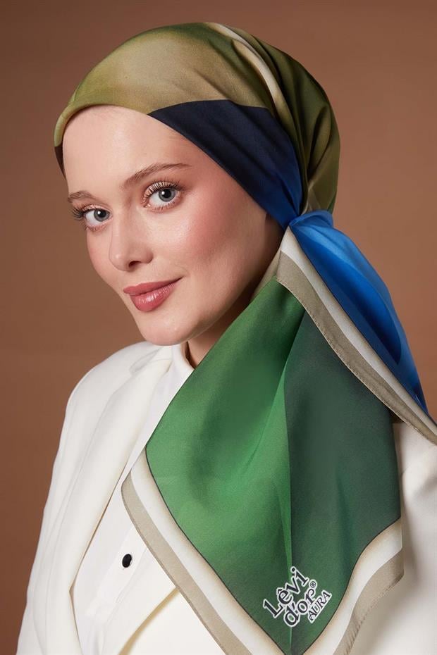 Açık Vizon Parçalı Desen Aura Eşarp