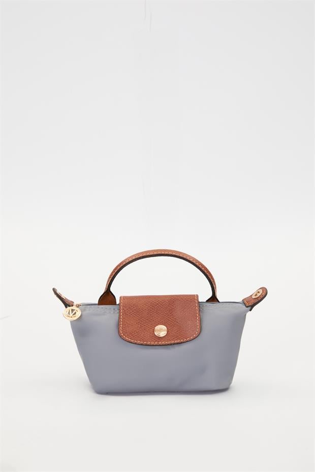 A.Mavi Deri Kapak Detaylı El Çantası