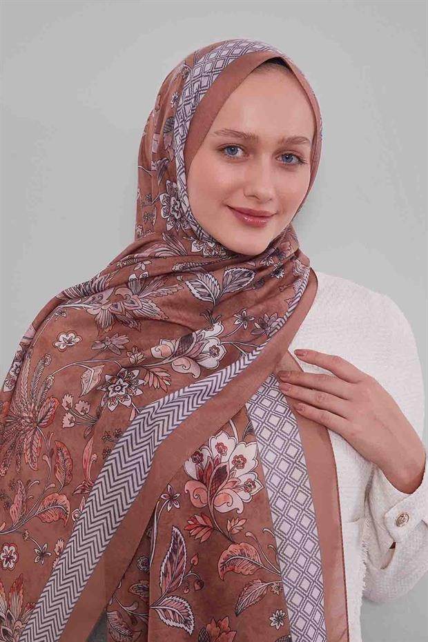 Açık Kahve Lale Desen Sport Şal
