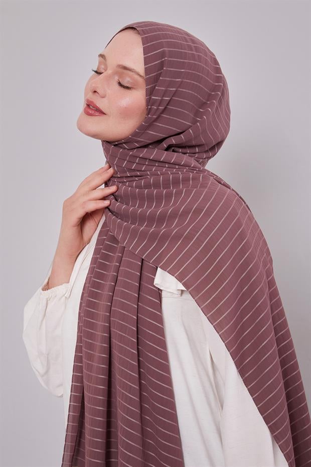Açık Mor Çizgili Cazz Şal