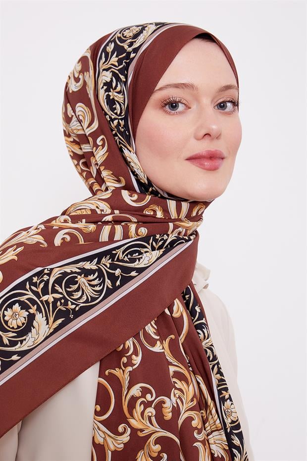 A.Kahve Varak Desen Love Şal