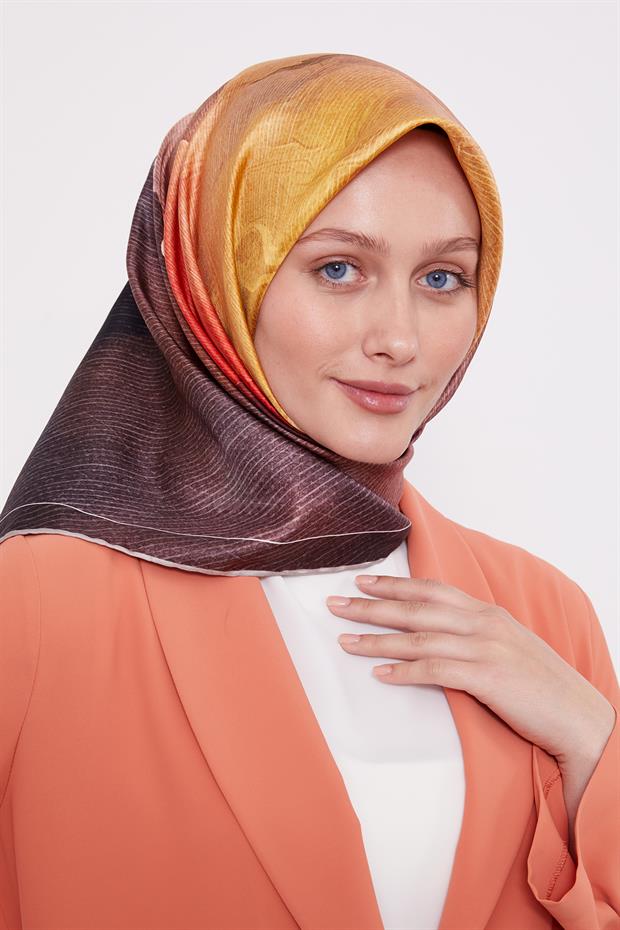 Açık Vizon Bohem Geçişli Twill İpek Eşarp