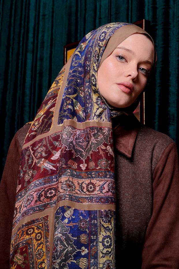 Açık Vizon Motif Desen Royal Şal