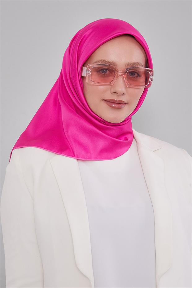 Açık Fuşya Düz Renk Trend Twill Eşarp