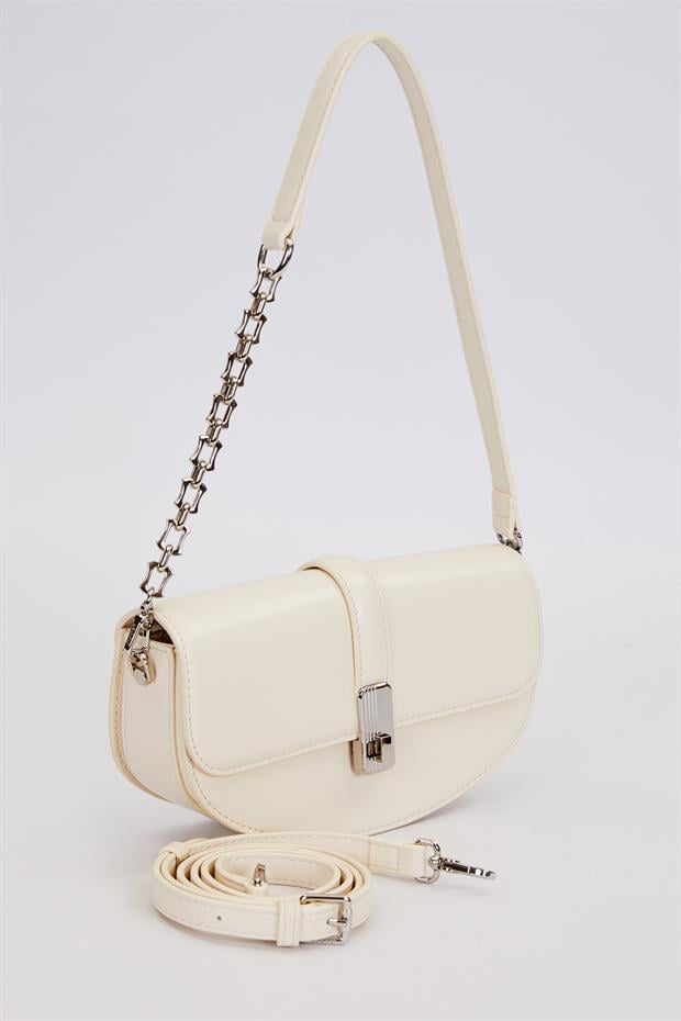 Açık Sarı Metal Detaylı Omuz Çantası