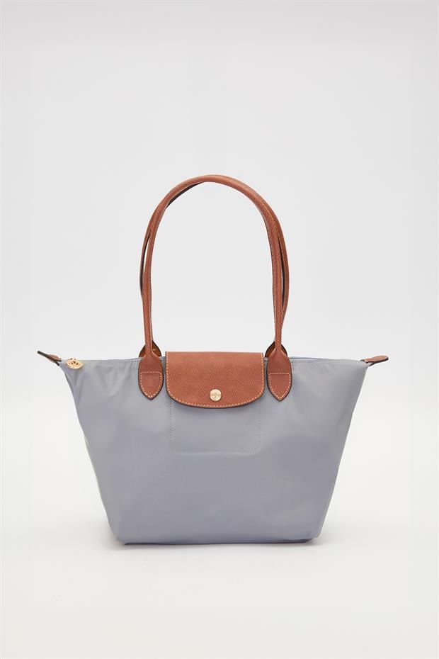 Açık Mavi Deri Kapaklı Uzun Askılı Omuz Çantası