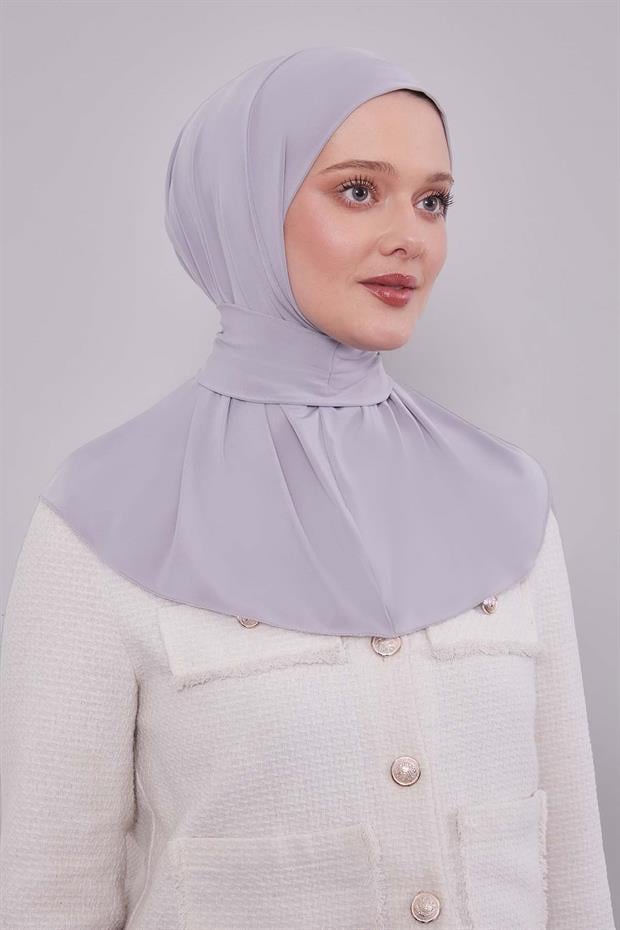 Açık Gri Pratik Spor Çıtçıt Şal Bone