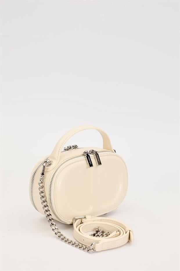 Açık Sarı Çift Fermuarlı El Çantası