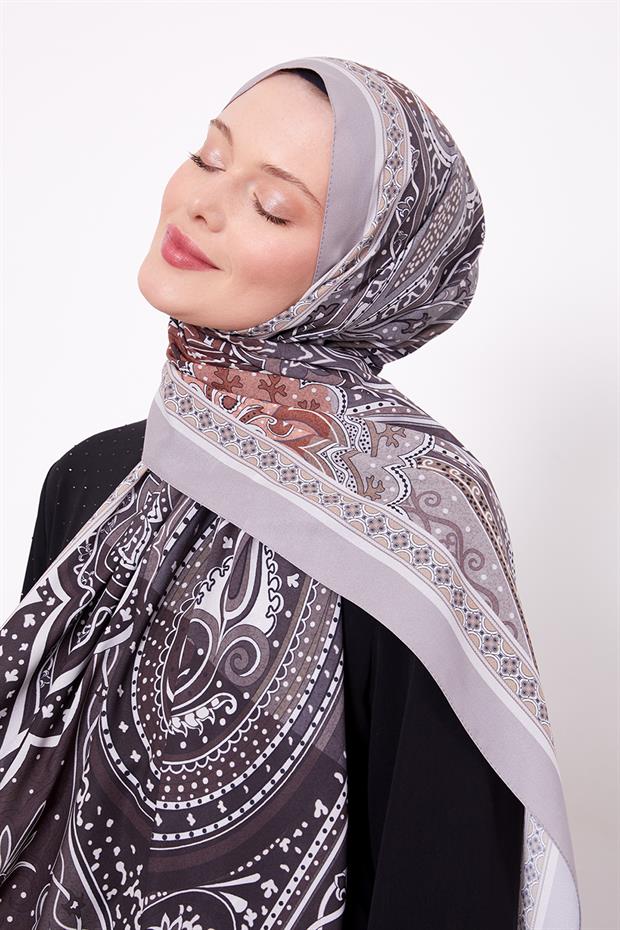 Açık Vizon Otantik Desen Love Şal