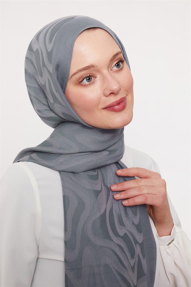 A.Mavi Soyut Desen Grazia Şal