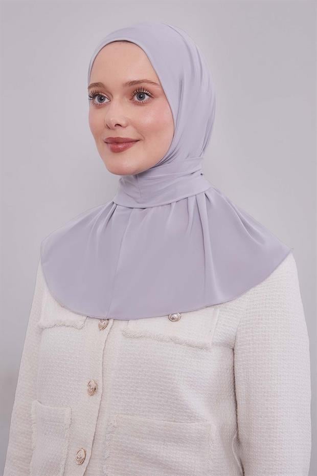 Açık Gri Pratik Spor Çıtçıt Şal Bone