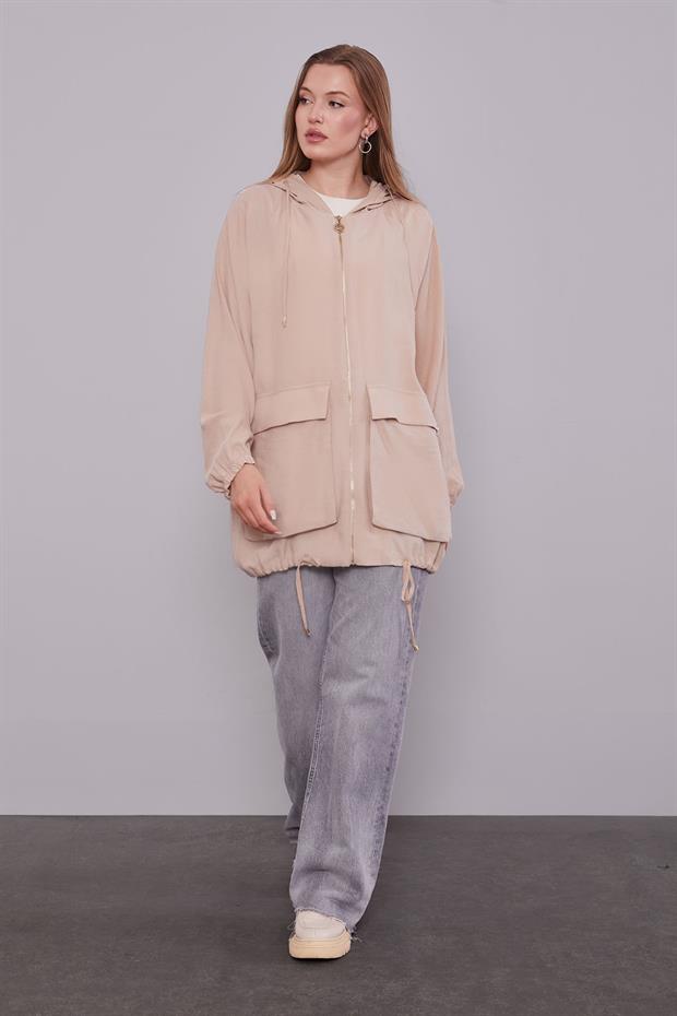 A.Bej Kapüşonlu Bürümcük Kap