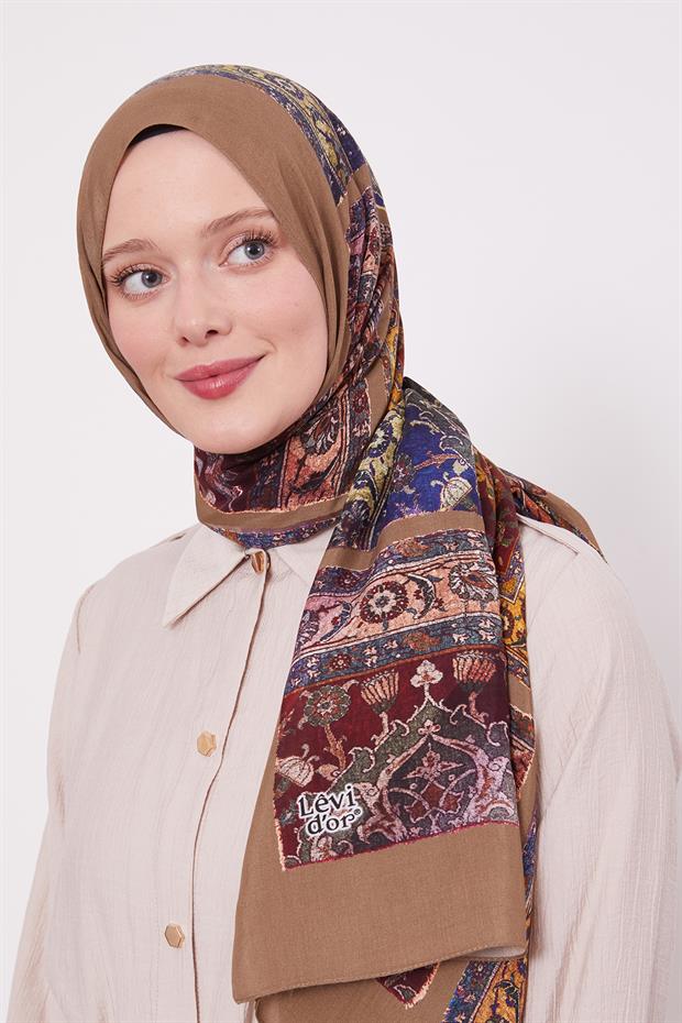 Açık Vizon Motif Desen Royal Şal