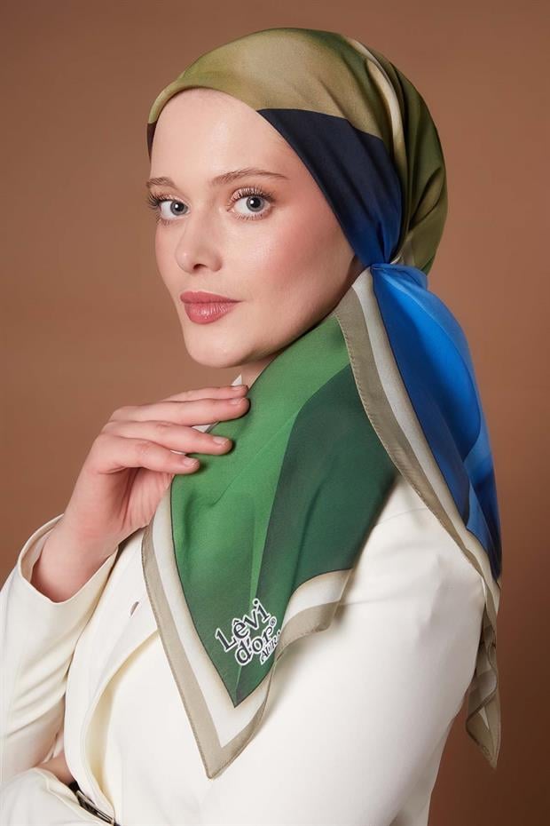 Açık Vizon Parçalı Desen Aura Eşarp