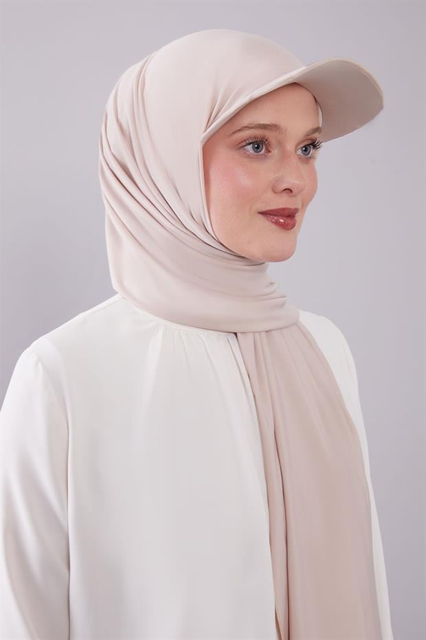 Açık Bej Pratik Şapkalı Şal
